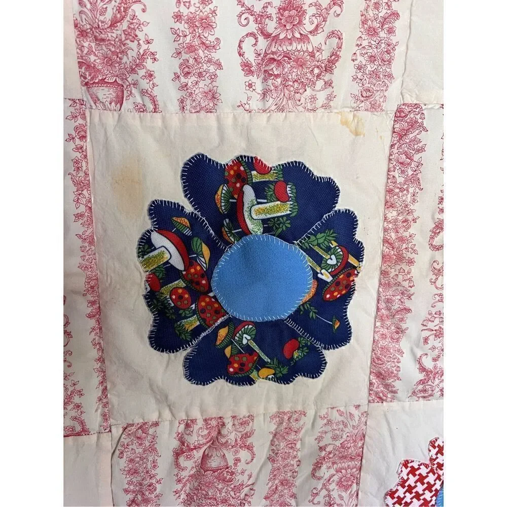 Vintage Handmade Flower Power Quilt